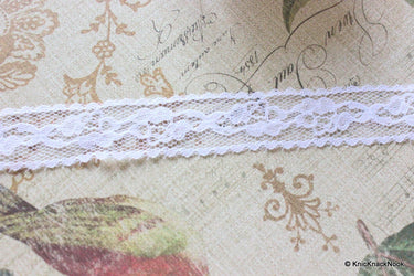 White Embroidered Net Lace Trim Ribbon 23mm wide, 2 Yards